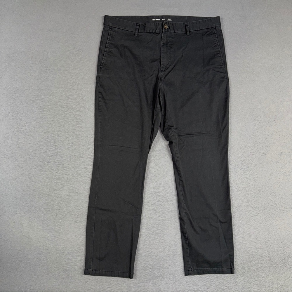 Old Navy Pants Mens 38x32 (Fits 38x30) Black Slim Built-In Flex Stretch Trousers